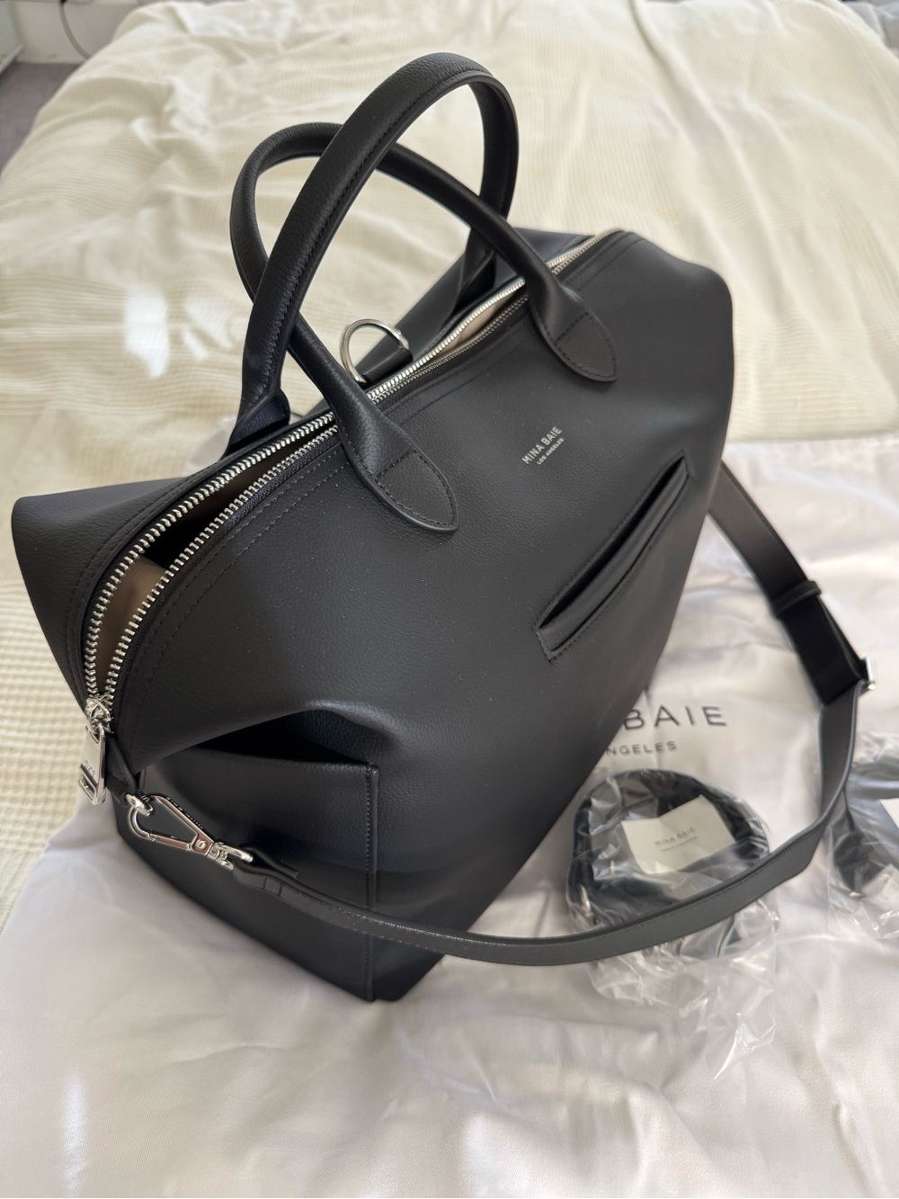 Mina Baie Emmy Midi Diaper Bag - Black/Silver - Picture 2 of 6